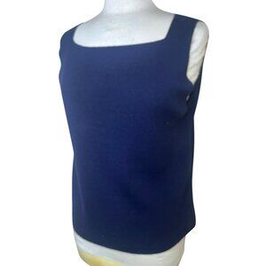 Eileen Fisher Womens Wool Sleeveless Navy Blue Knit Top Size L